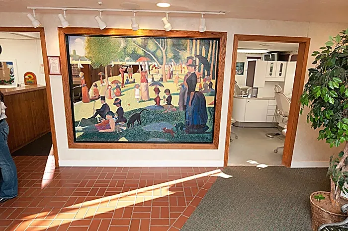 Hallway art gallery inside the office
